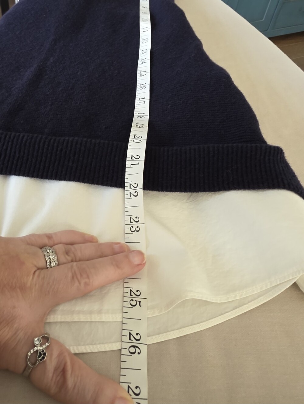 Ted Baker Bronwen Layered Look Navy Sweater with White Scallop Collar/Hem Size 3 - Picture 9 of 13